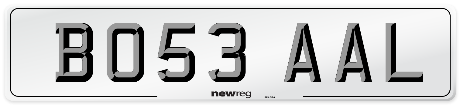 BO53 AAL Number Plate from New Reg